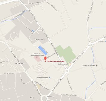 Plan d'accès au centre de domiciliation Espace Entreprise Millénaire, 199 rue Hélène Boucher à Castelnau-le-Lez